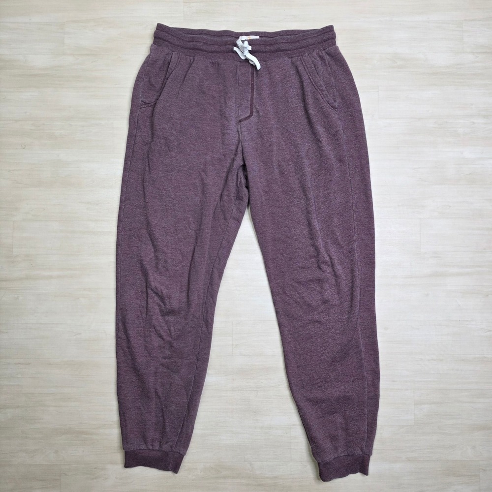 Marine Layer Mens XL Joggers Burgundy Heather Fleece Lined Sweatpants Drawstring